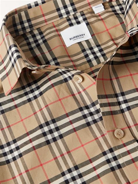 burberry check stretch cotton poplin shirt|Burberry Check shirts for men.